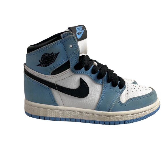 Nike Air Jordan 1 Retro Blue & White Leather High OG UNC Boys Sneakers Size 12C - Picture 1 of 10
